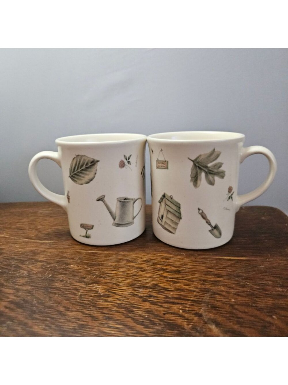 2 Pfaltzgraff Naturewood Mugs 4" nature gardening 16oz cottagecore farmhouse cof - Picture 2 of 9